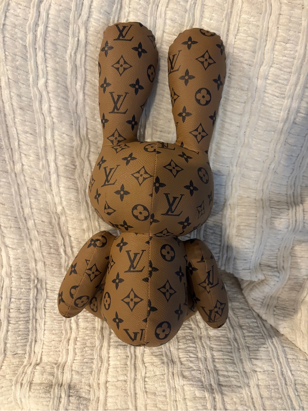 Kids Brown Monogram Bunny Plush Bottom - Designer Style - Picture 3 of 5